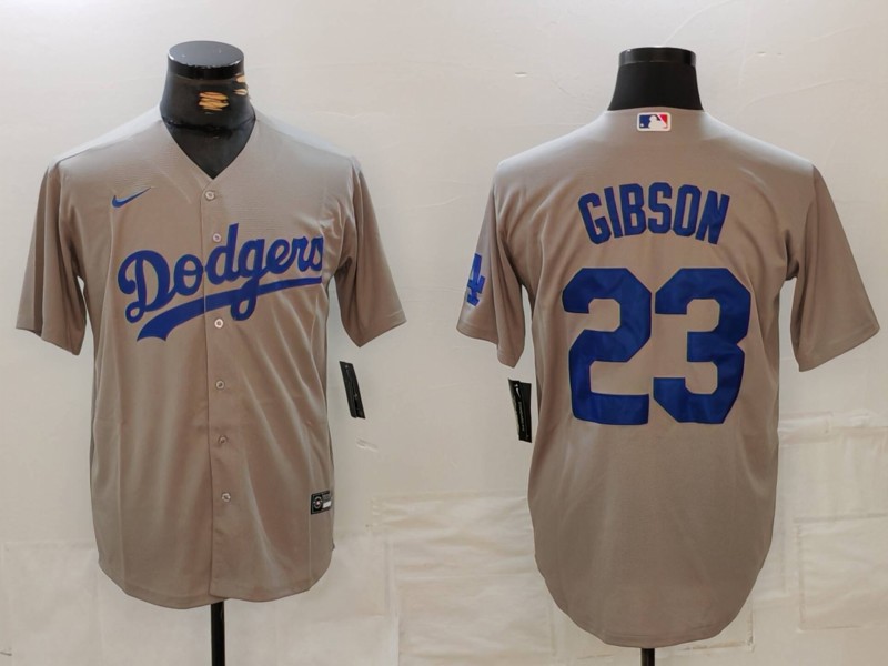 Men's Los Angeles Dodgers Kirk Gibson #23 Gray Jersey